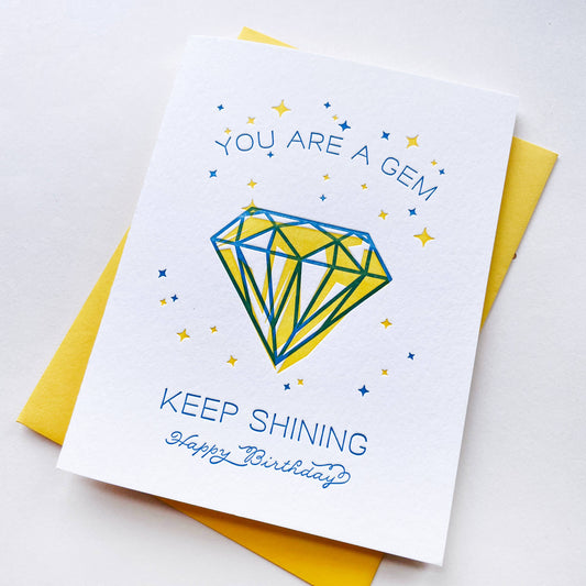 Steel Petal Press - You Are A Gem - Letterpress Birthday Greeting Card