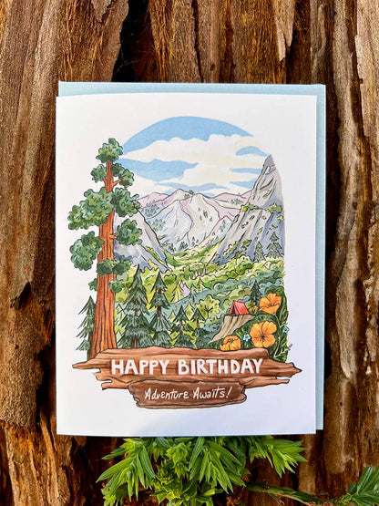 Brenna Daugherty Illustration - Happy Birthday Wilderness Adventure Card