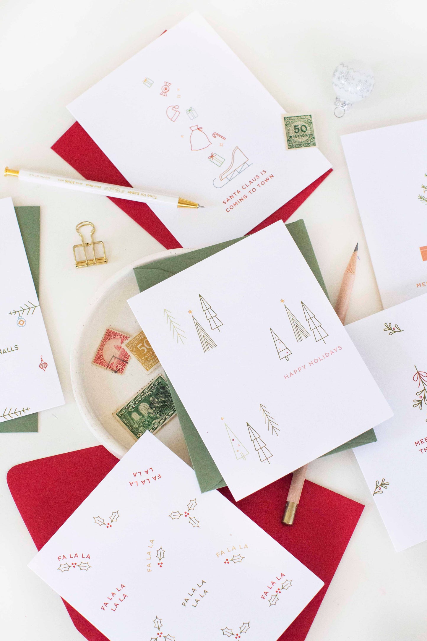 Line & Kind Paper -  Happy Holidays Modern Trees