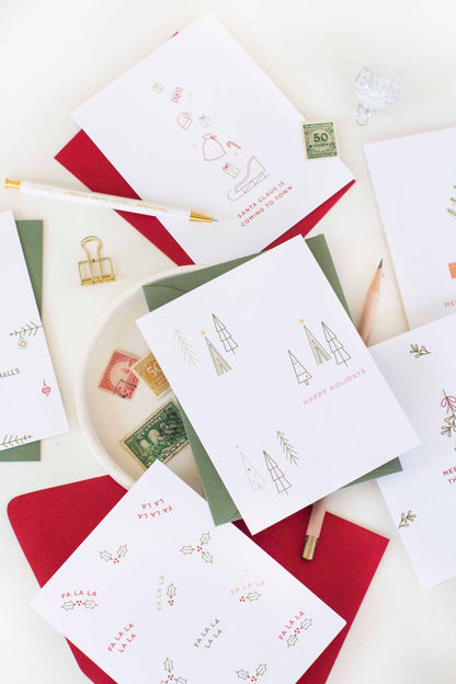 Line & Kind Paper -  Happy Holidays Modern Trees