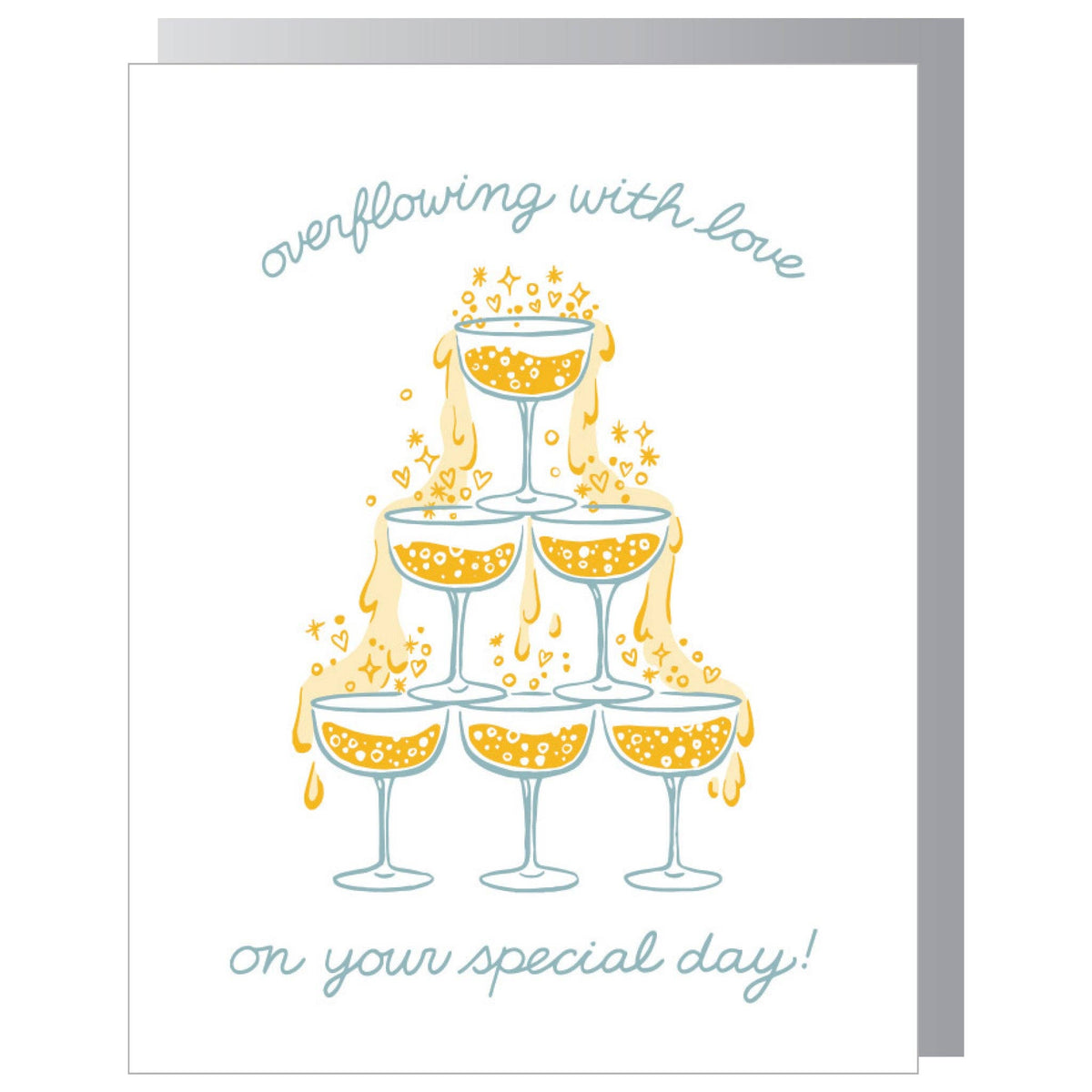 M37 Postscript Card Smudge Ink - Champagne Tower Wedding Card – post.script.