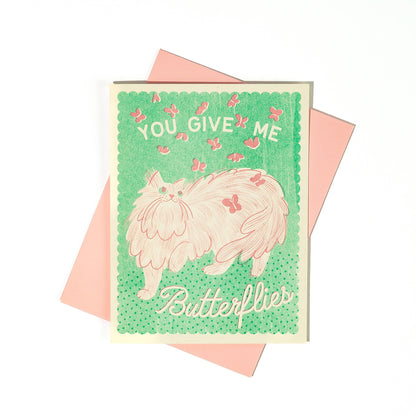 Bromstad Printing Co. - You Give Me Butterflies - Risograph Card