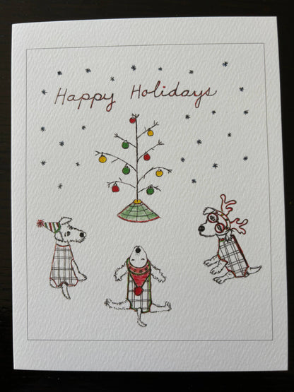 Bernie Street Studios - Happy holiday dogs Christmas  tree dog card