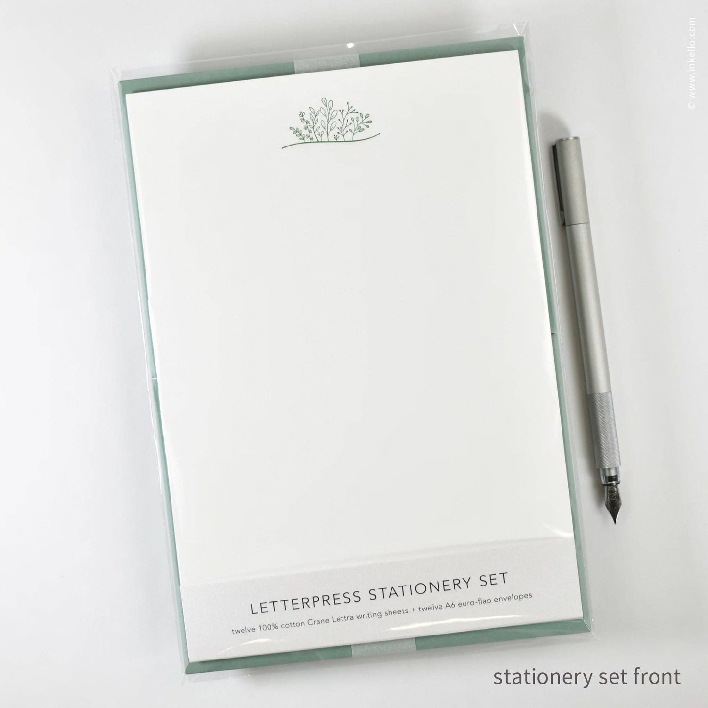 Inkello Letterpress - Stationery Set with Green Sprouting Plants (#472)