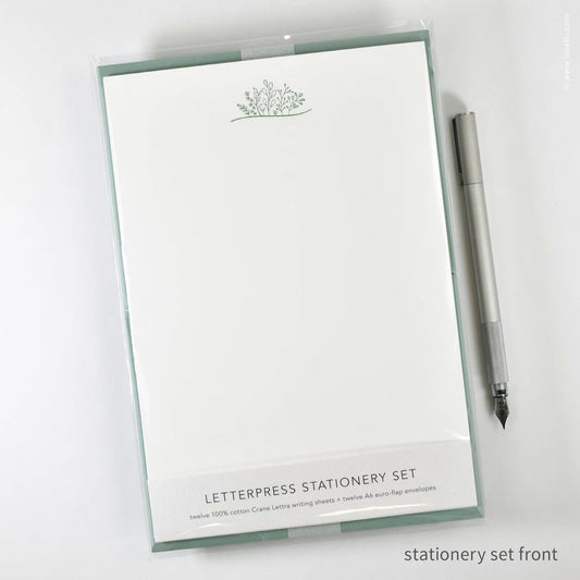 Inkello Letterpress - Stationery Set with Green Sprouting Plants (#472)