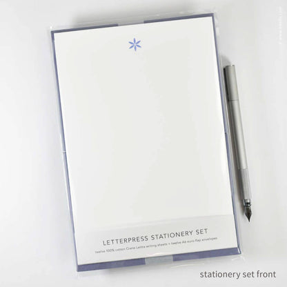 Inkello Letterpress - Stationery Set with Little Periwinkle Flower (#472)