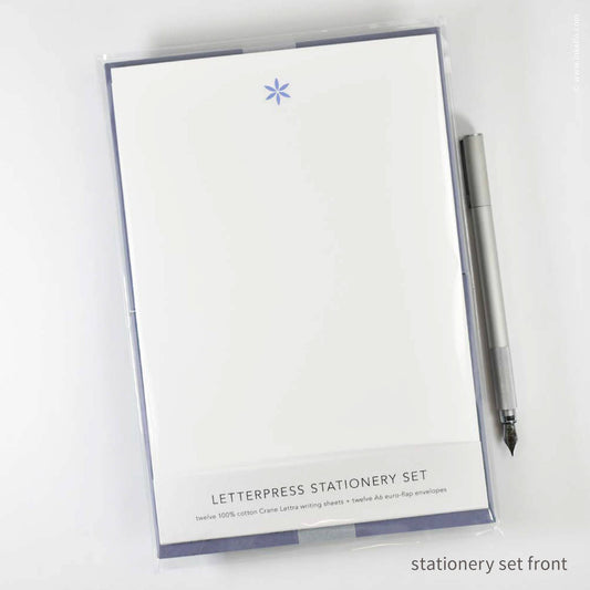Inkello Letterpress - Stationery Set with Little Periwinkle Flower (#472)