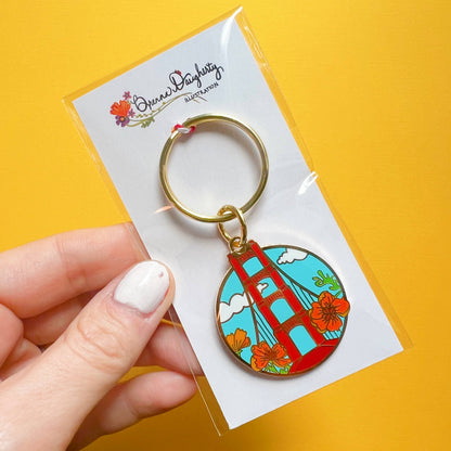 Brenna Daugherty Illustration - San Francisco Golden Gate Bridge Enamel Keychain