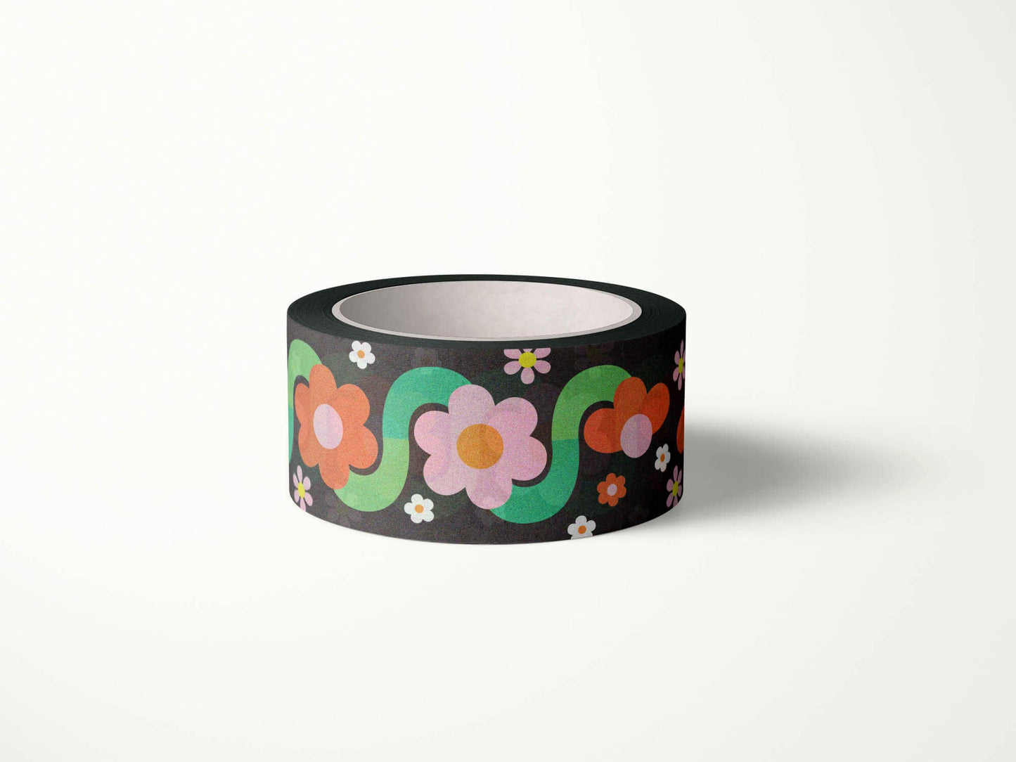 My Darlin' - Floaty Fleurs Black Retro Floral Washi Tape – 20mm