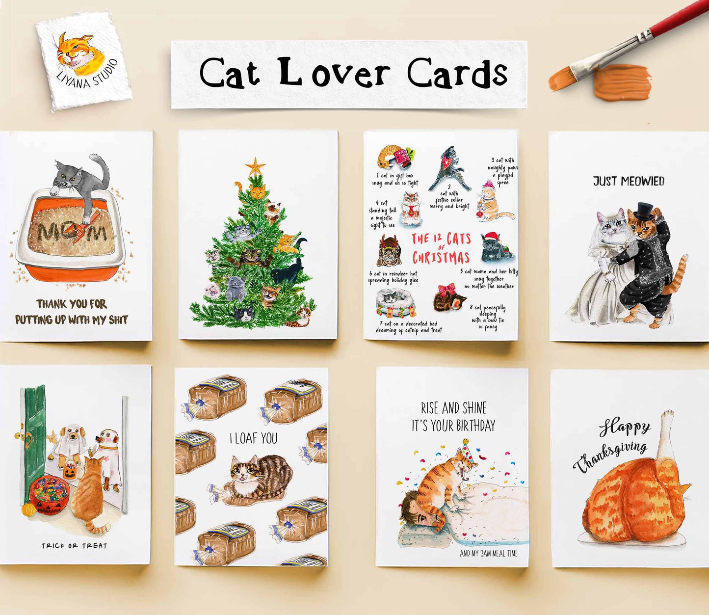 Liyana Studio - Cats Couple Adventure Funny Anniversary Card