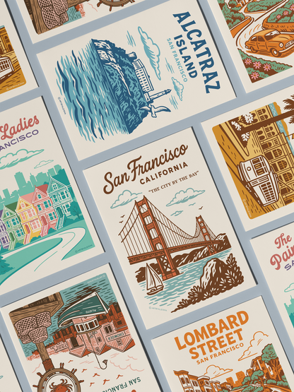 By Aleisha - San Francisco Lombard Street Retro Postcard