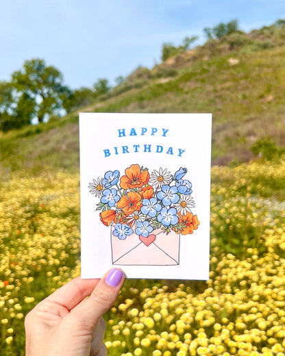 Brenna Daugherty Illustration - California Wildflowers Envelope Birthday Card