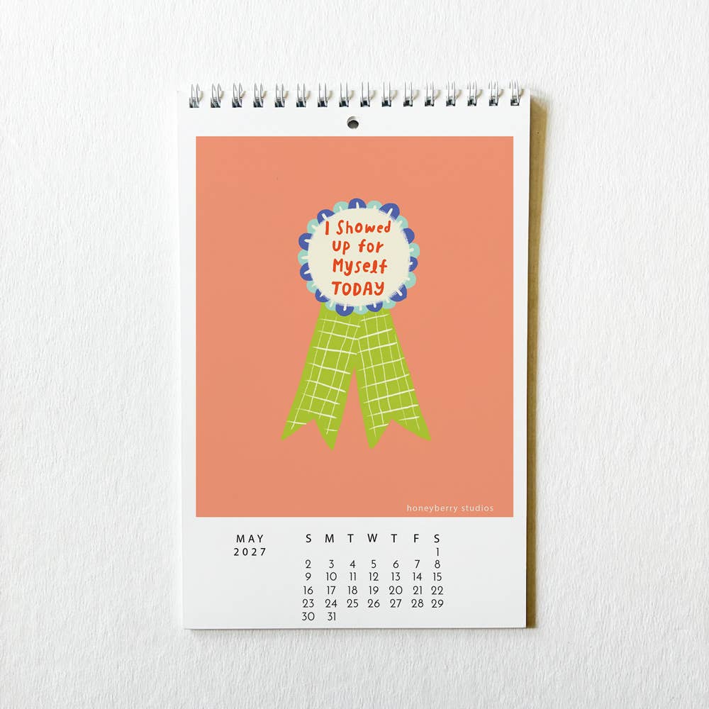 Honeyberry Studios - 2027 I Showed Up for Myself Today Monthly Wall Calendar