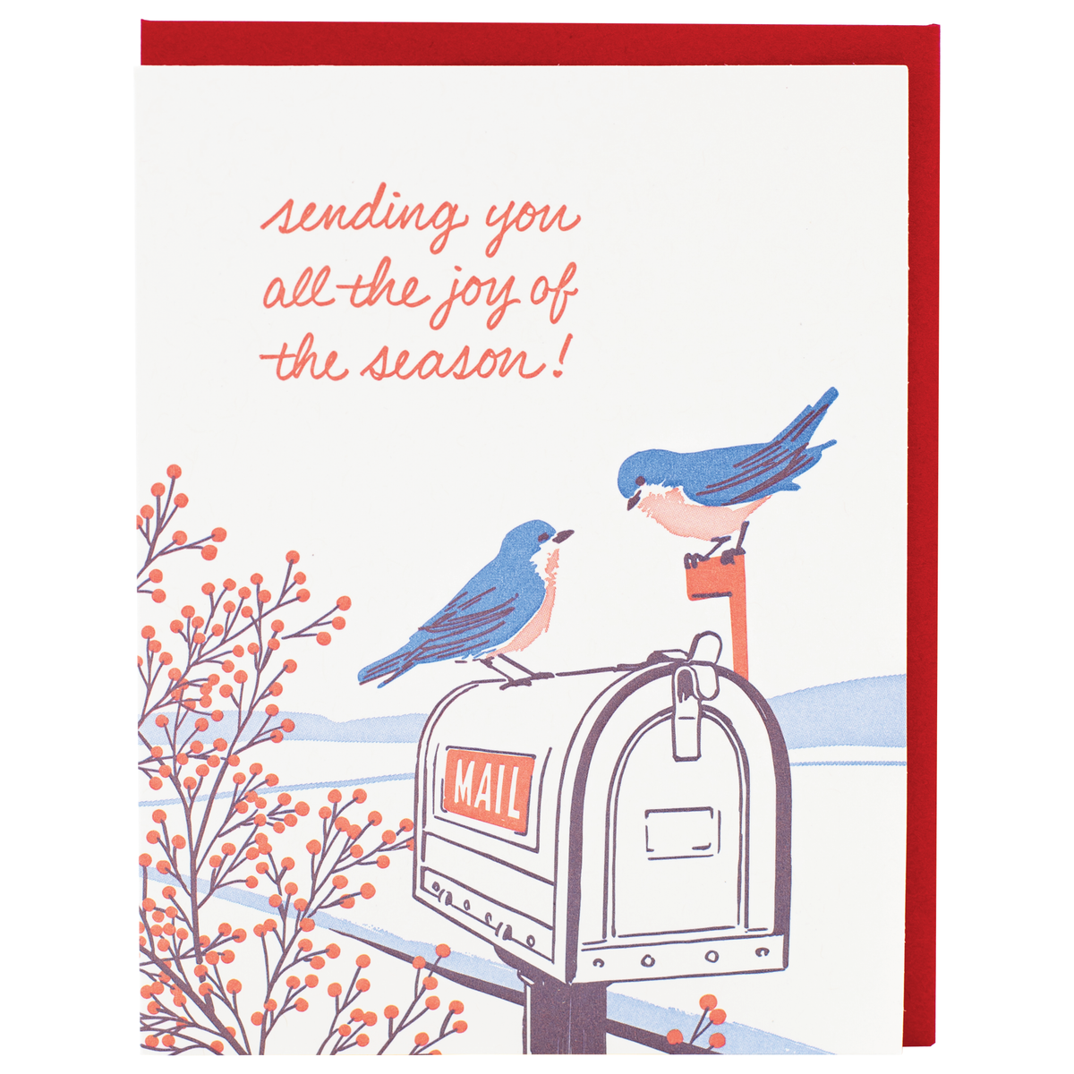 Smudge Ink - Bluebirds Holiday Greeting Card: Single Card