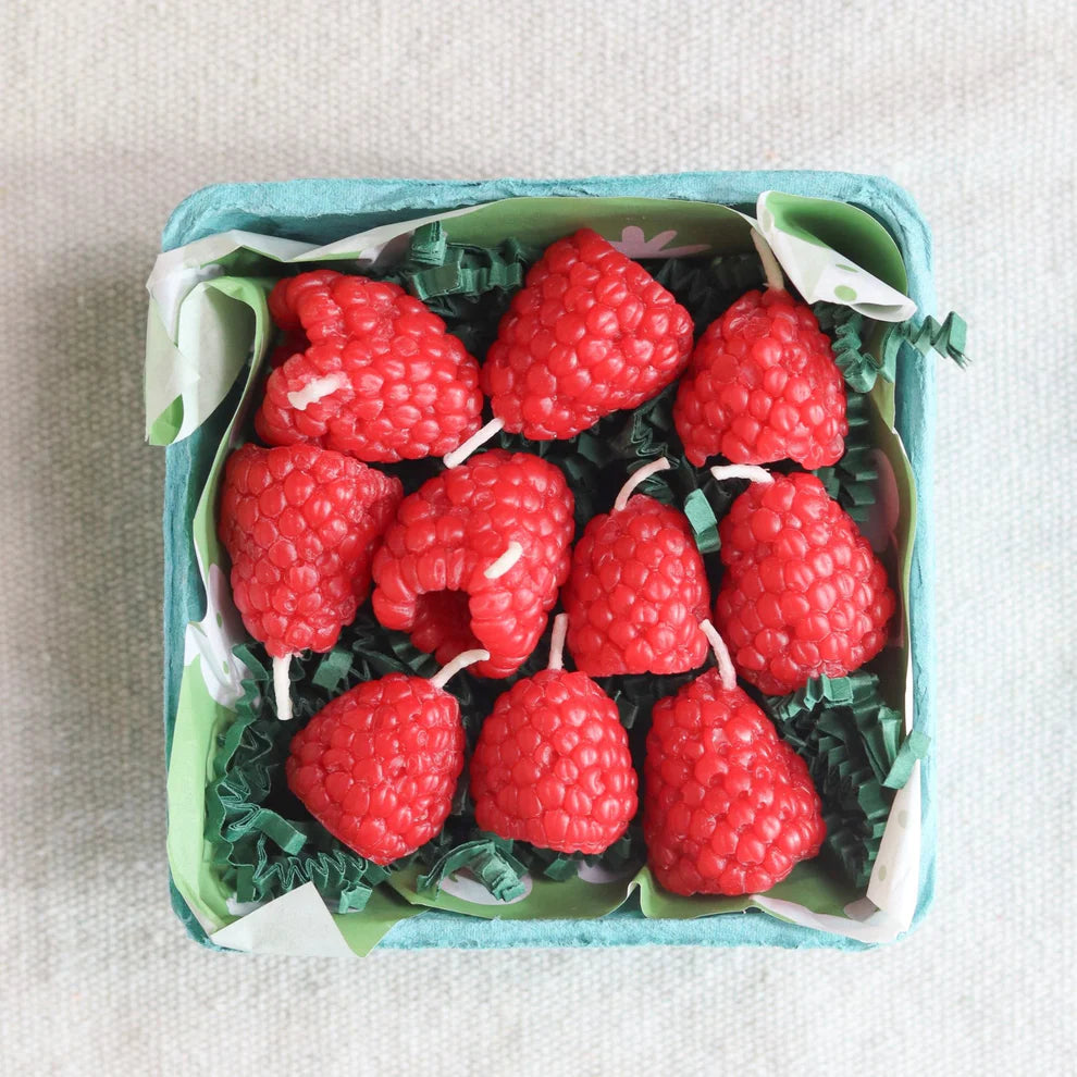 Happy Organics - Beeswax Raspberry Birthday Candles: 10