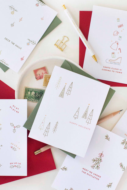 Line & Kind Paper -  Happy Holidays Modern Trees