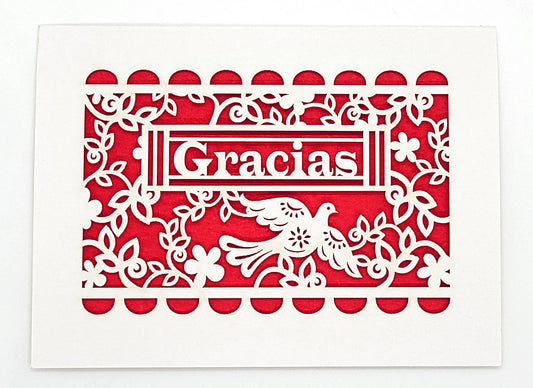 two hermanas - Gracias - Papel Picado - Thank You in Spanish: Red / A2