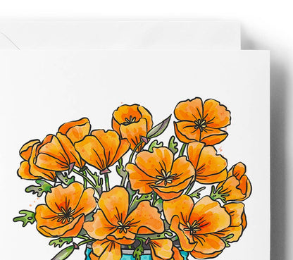 Brenna Daugherty Illustration - California Poppy Bouquet Card