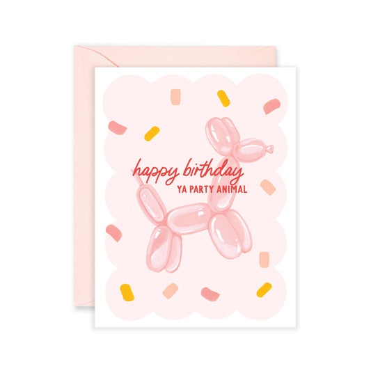 Isabella MG - Happy Birthday Balloon Party Animal Greeting Card