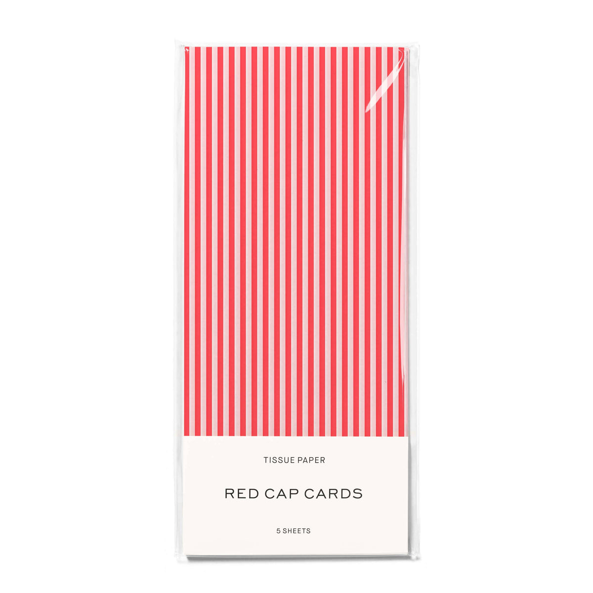 Red Cap Cards - Red Pinstripes tissue paper: 5 Sheets