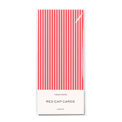 Red Cap Cards - Red Pinstripes tissue paper: 5 Sheets