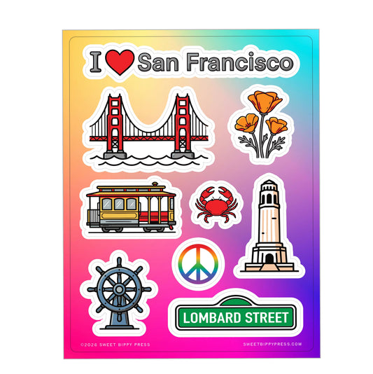 Sweet Bippy Press - San Francisco Sticker Sheet