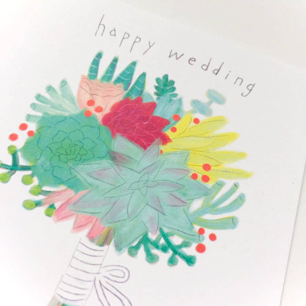 Honeyberry Studios - Succulent Bouquet Wedding Greeting Card