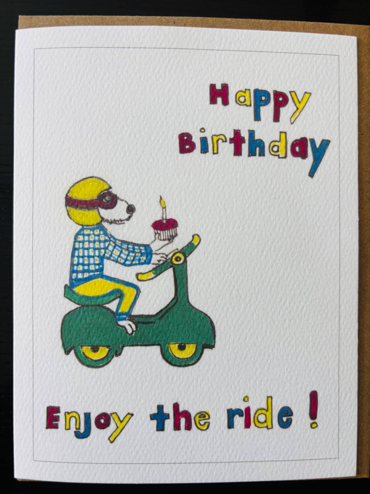 Bernie Street Studios - Enjoy the Ride Happy Birthday dog scooter cupcake dog card