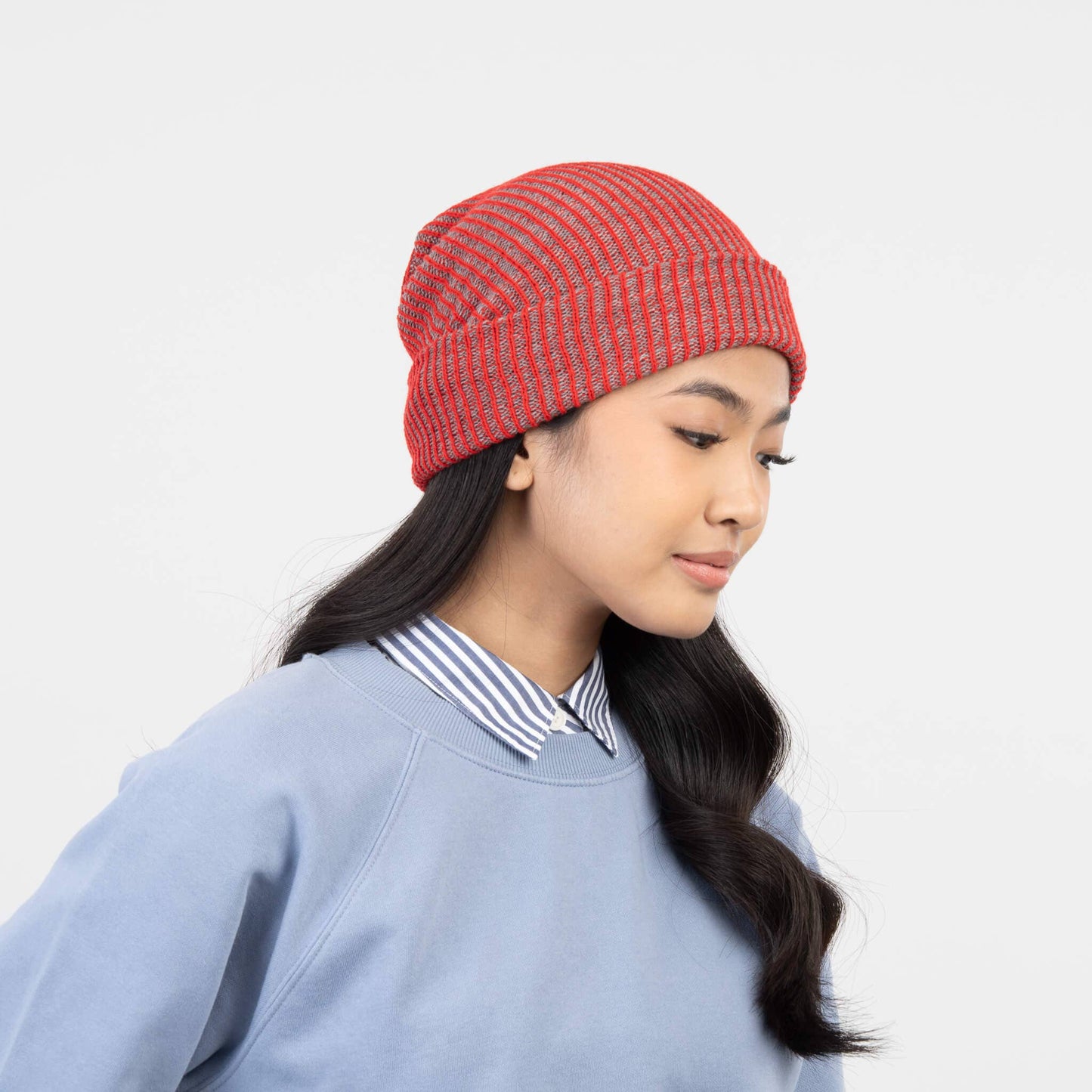 VERLOOP - Simple Rib Hat - Red Grey