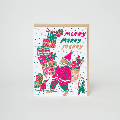 Egg Press Manufacturing - Merry Santa Letterpress Greeting Card by Phoebe Wahl : Paper tab