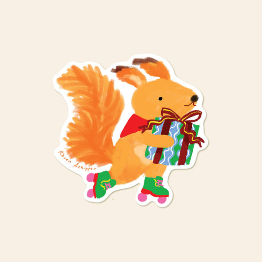 Karen Schipper - Squirrel Gift Sticker - Birthday Squirrel Vinyl Sticker