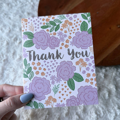 Big Moods - Pink Florals Thank You Cursive Card