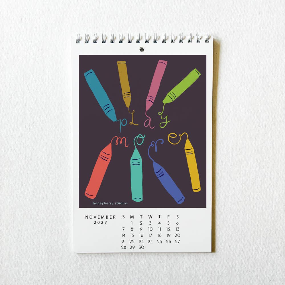 Honeyberry Studios - 2027 I Showed Up for Myself Today Monthly Wall Calendar