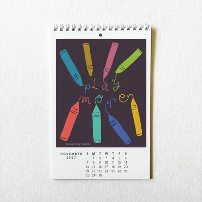 Honeyberry Studios - 2027 I Showed Up for Myself Today Monthly Wall Calendar