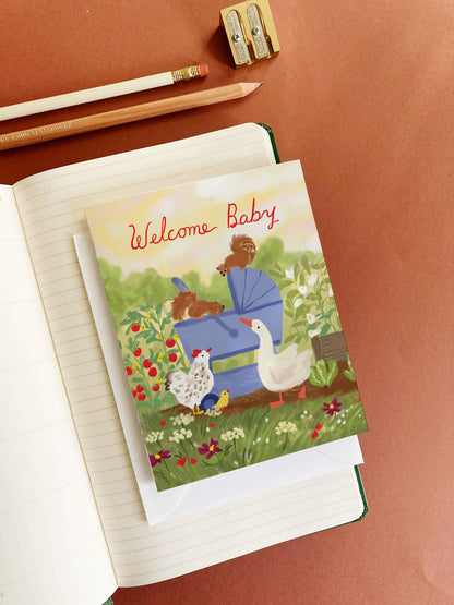 Karen Schipper - Farm Baby Card – Sweet Animal Welcome Baby Card