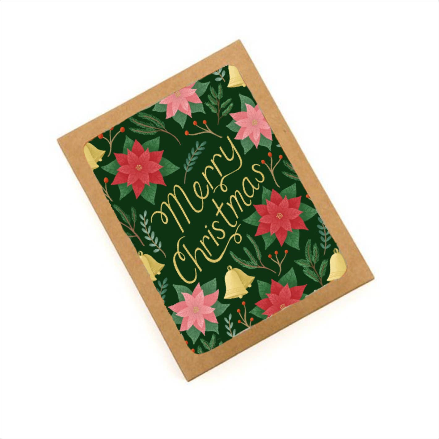 Courtney Beyer Design - Merry Christmas Poinsettia Holiday Card | Boxed Set of 8