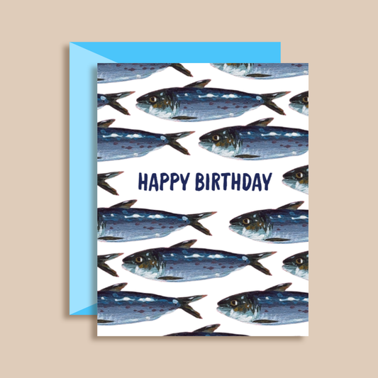 Painting With James - Sardine Fish Happy Birthday Greeting Card