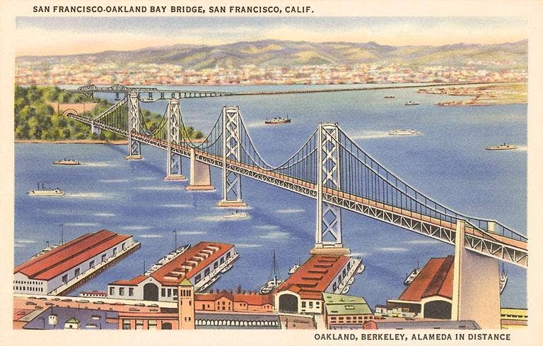 Found Image Press - Postcard SF-145 San Francisco-Oakland Bay Bridge ...