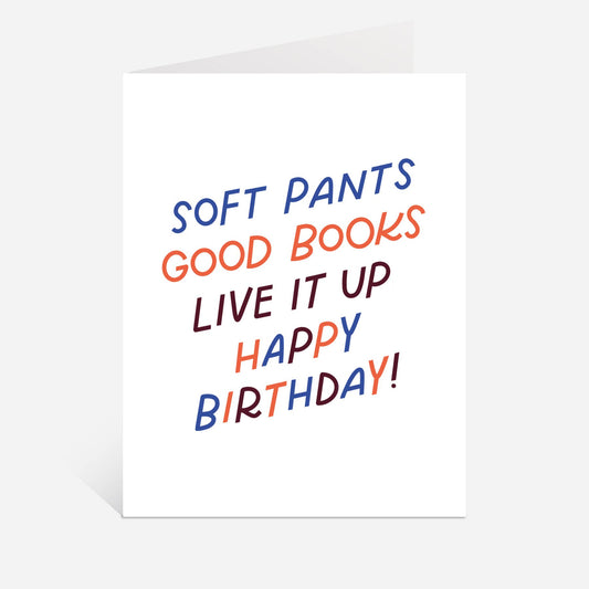Just Follow Your Art - Live It Up Book Birthday Card | Soft Pants Good Books Bday
