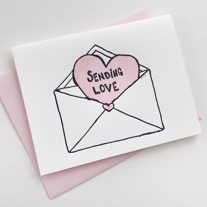 Steel Petal Press - Sending Love Envelope - Letterpress Love and Friendship Valentine Card