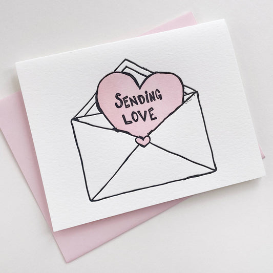 Steel Petal Press - Sending Love Envelope - Letterpress Love and Friendship Valentine Card