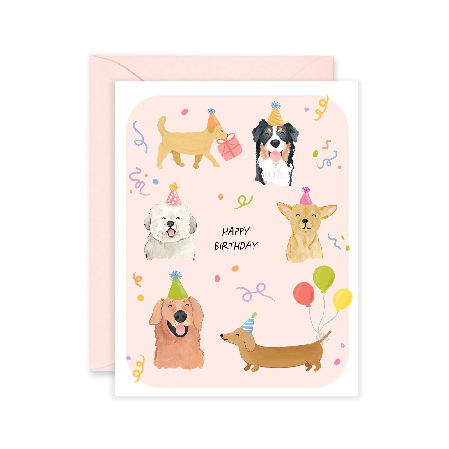 Isabella MG - Party Pups | Cute Dog Birthday Greeting Card 