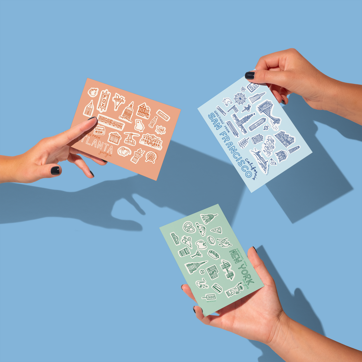 By Aleisha - San Francisco City Icons Postcard: Light Blue