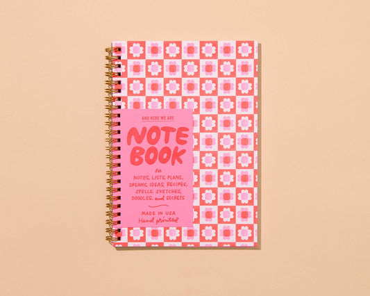 And Here We Are - Blume Quilt Floral Letterpress Spiral Notebook- Made in USA - Crafty, Sewing, Quilting, Embroidery, Floral Pattern - Stocking stuffer, Holiday, Gift Guide