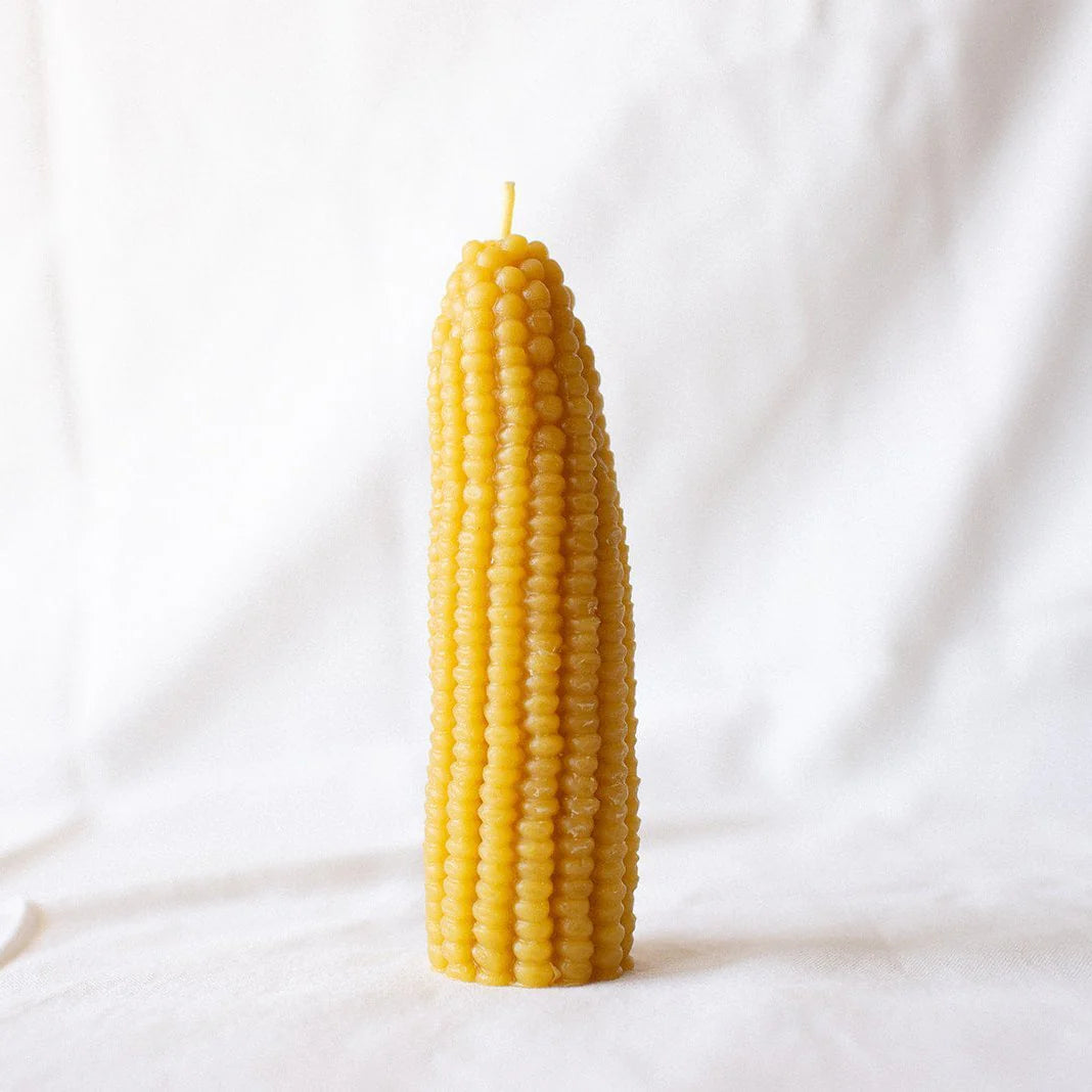 Happy Organics - BEESWAX CORN CANDLE: Yellow