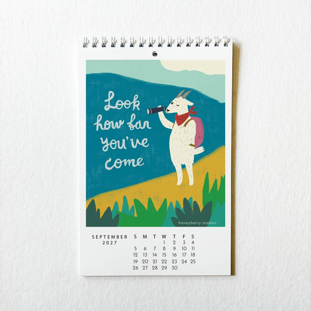 Honeyberry Studios - 2027 I Showed Up for Myself Today Monthly Wall Calendar