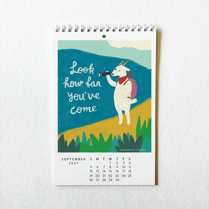 Honeyberry Studios - 2027 I Showed Up for Myself Today Monthly Wall Calendar