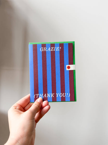 Mel Andrel - Grazie Thank You Card: Plastic free with clasp