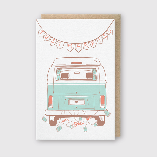 Pike Street Press - Just Married Camper Van Wedding Card