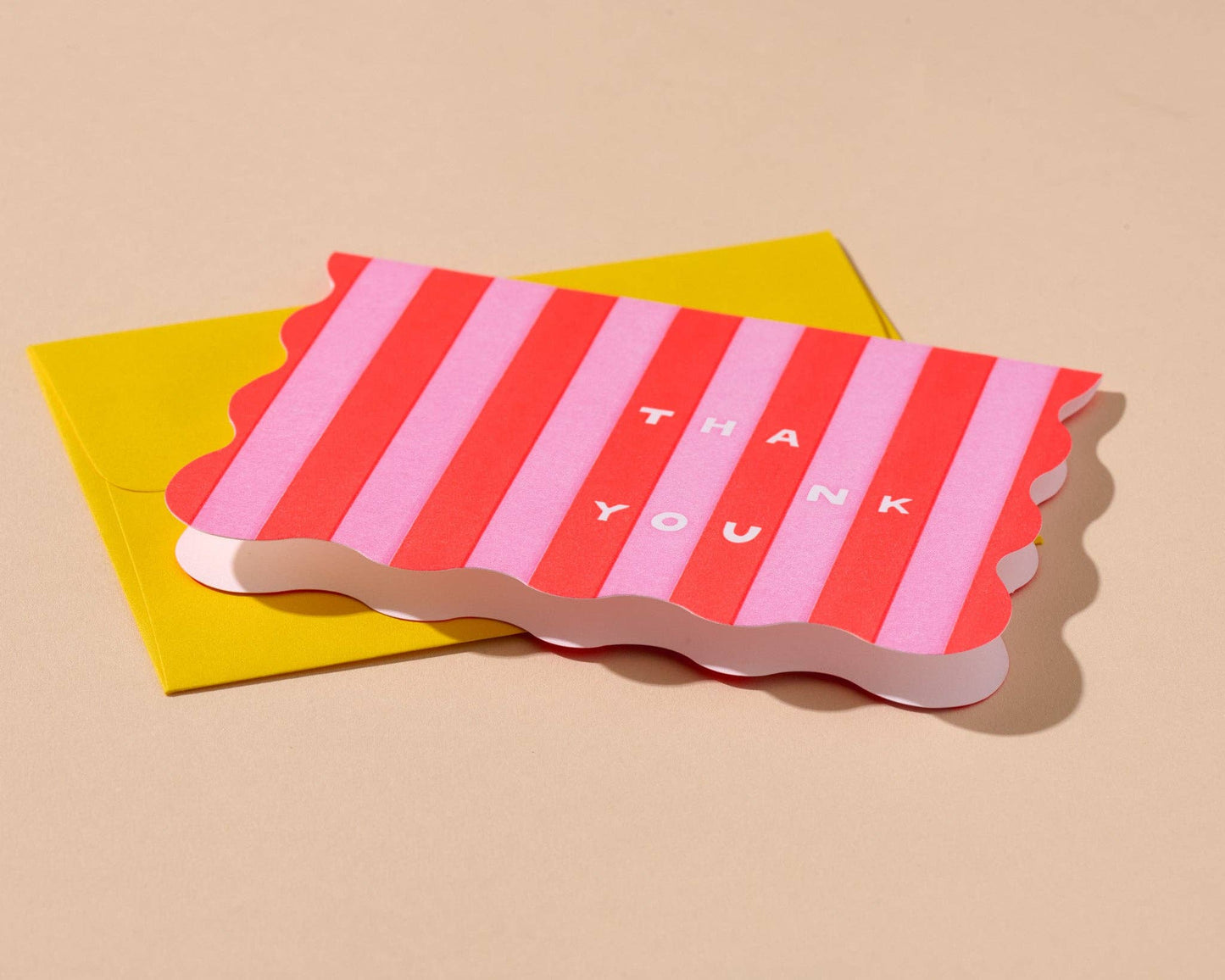 And Here We Are - Letterpress Thank You Notecard—Cabana Stripe RP